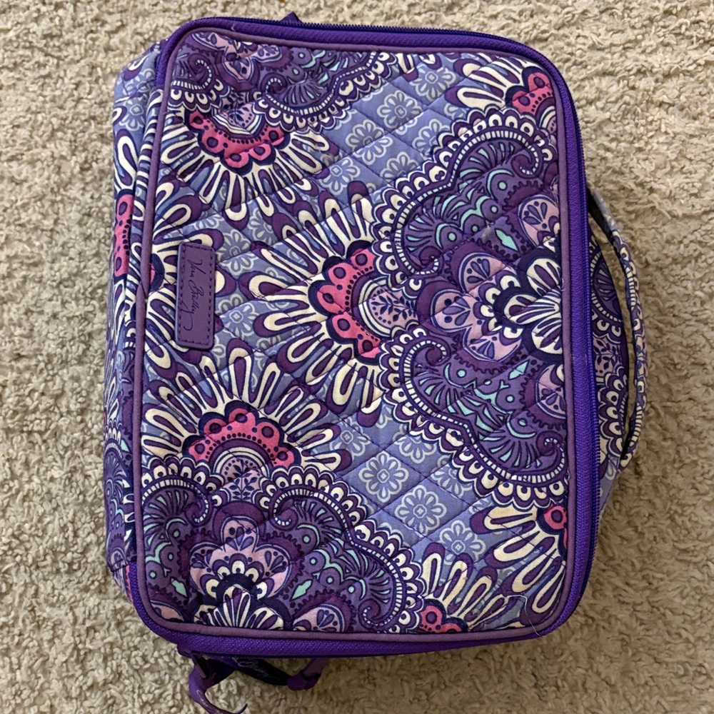 Vera Bradley Purple and Pink Patterned Makeup/Travel Organizer